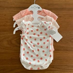 Set of Three Pink Baby Girls Tank Top Onesies